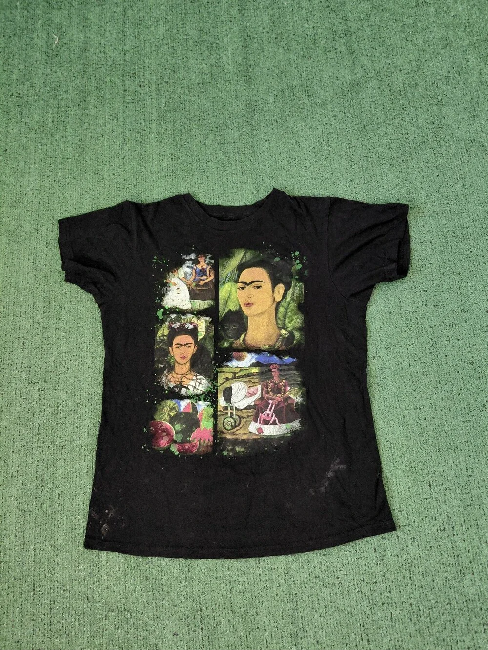 Self Portrait Frida Kahlo Mexican Artist Collage Art Black Unisex T Shirt Sz Sma